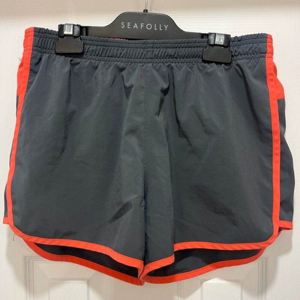 Gray and Coral Double Layer Athletic Shorts Lightweight Fitness Gym Wear